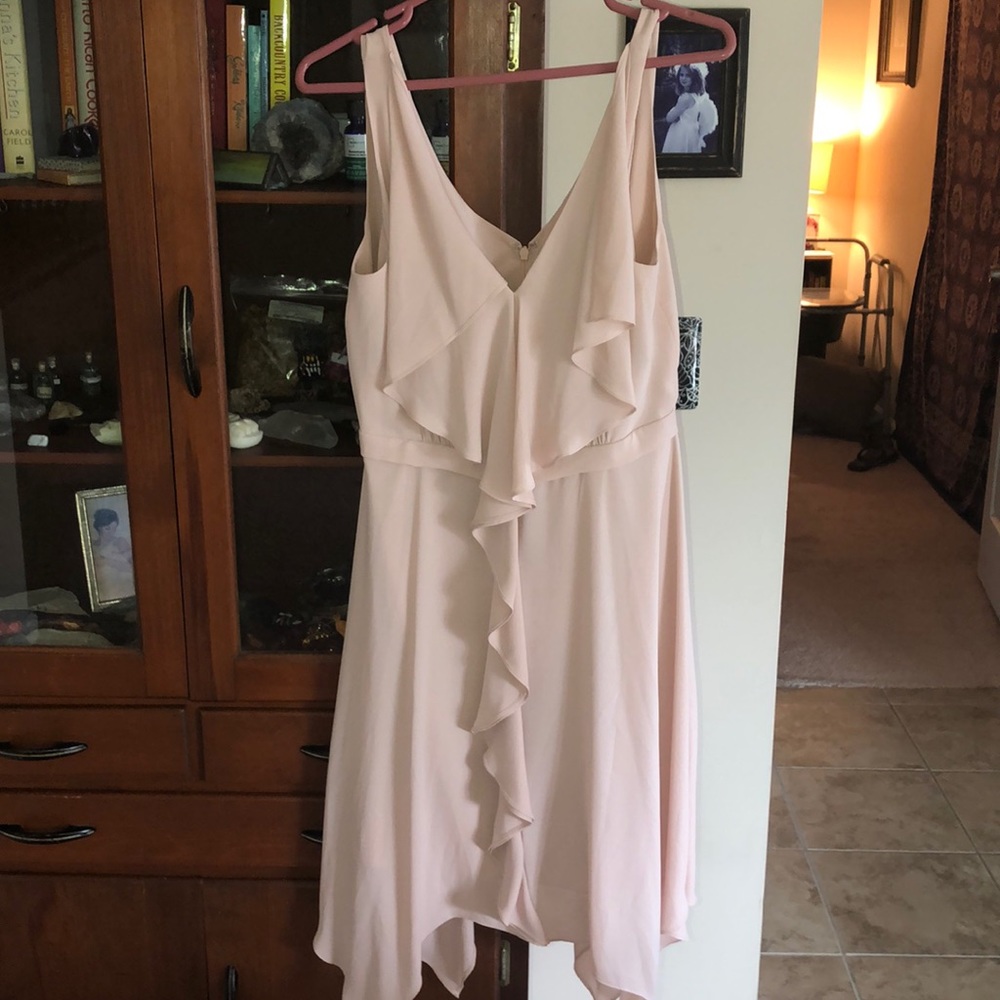 Sleeveless Ruffle V-Neck Dress in Blush Pink